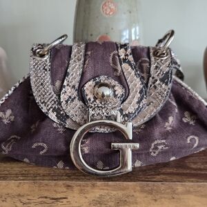 Vintage Guess Brown and Silver Women's Bag
